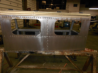 restoration of aluminum snow cat cab back view