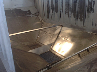 Rebuilt aluminum and steel hopper trailer inside view