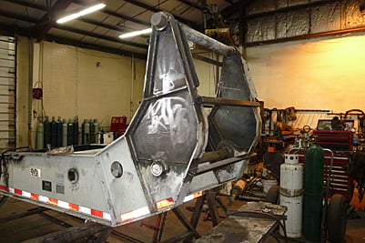 Reconstruction of hydraulic mechanical gooseneck side view